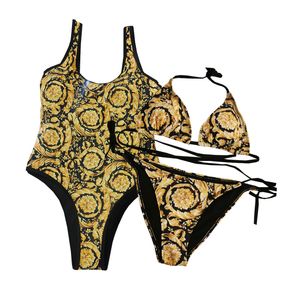 Maillot de bain une pièce imprimé rétro, marque de mode, ensemble Bikini pour femmes, soutien-gorge rembourré, dos nu, séchage rapide, imprimé chaud, été