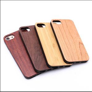 Étuis de téléphone rétro en bois véritable + TPU Logo personnalisé pour Iphone 7 8 plus 10 X 5s 6 6s Couverture de téléphone portable en bois Bamboo Mobile pour Samsung S9 S8 S7