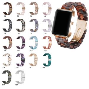 Bracelet en résine rétro pour bracelet Apple Watch 44mm 42mm 40mm 38mm Mode Grain de bois Jade Couleur Bracelet Bracelet Iwatch Série 6 5 4 SE Bracelet de montre Accessoires intelligents