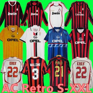 Camisetas de fútbol retro 90 91 95 96 97 Gullit 01 02 03 12 14 15 Camiseta de fútbol Maldini Van Basten KAKA Inzaghi 06 07 PIRLO SHEVCHENKO BAGGIO Ac MIlans jersey uniformes 2511