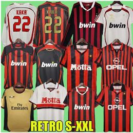 Maillots de football rétro manches longues Kaka Baggio Maldini VAN BASTEN Pirlo Inzaghi Beckham Gullit Shevchenko Vintage Shirt Classic Kit 93 94 95 96 97 06 07 09 10 Ac MiLaNS es