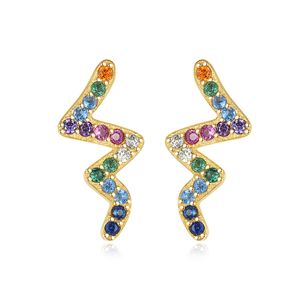 Boucles d'oreilles rétro S925 Silver Plated 18k Gold Colored Zircon Haut-oreilles de style coréen Sweet Color Color Femme Boucles d'oreilles Bijoux Saint-Valentin Gif Spc