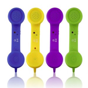 Combiné téléphonique rétro avec prise 3.5mm 4 couleurs disponibles microphones récepteurs de téléphone portable portables filaires pour iphone 6 7 plus