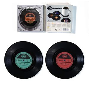 Tapis de disque vinyle rétro 6 pièces, classique pour amateurs de musique, voiture, Bar, thé, Table basse, tasse, tampons résistants à la chaleur