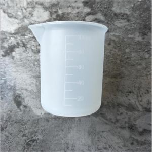 Taza de medición transparente reutilizable de 100 ml con escala Herramientas de medición de silicona para hornear DIY Barra de cocina Accesorios de comedor Envío de DHL