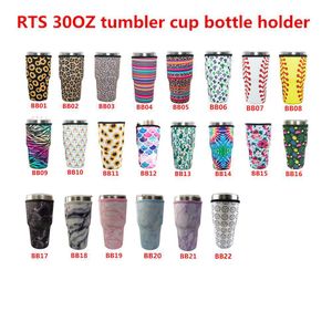Réutilisable Drinkware Poignée 34 Design Print 30oz Gobelet Ice Coffee Cup Sleeve Cover Néoprène Isolé Sleeves Holder Bags Pouch for 32oz Tumblers Mug Water Bottle