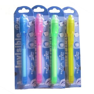 Bolígrafo con luz LED UV, paquete de tarjetas blíster individuales para cada negro con luces ultravioleta, tinta invisible, bolígrafos multifunción
