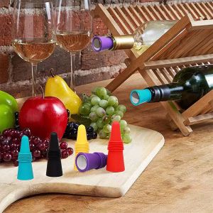 Bouchons à vin en silicone réutilisables Outils de bar Bouchon de bouteilles de boissons avec poignée supérieure pour garder le vin frais Toppers FY5336