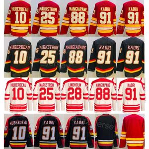 Retro Retro Hockey 10 Jonathan Huberdeau Jerseys Heritage Classic 25 Jacob Markstrom 28 Elias Lindholm 88 Andrew Mangiapane 91 Nazem Kadri Costura Deporte Hombres