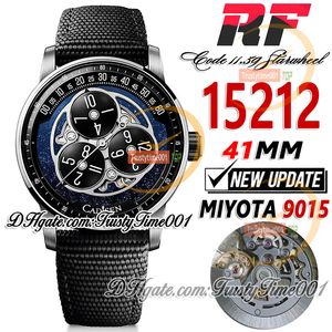 RF 15212 Rueda de estrella Miyota 9015 Reloj automático para hombre 41 mm Esfera giratoria planetaria Caja de acero inoxidable 316L Correa de cuero de nailon Edición limitada trustytime001Relojes