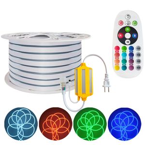 Bande lumineuse LED RVB, AC 110-120 V flexible étanche multi-couleurs multi-modes fonction dimmable SMD5050 LED cordon lumineux à distance pour immeuble de bureaux à domicile oemled