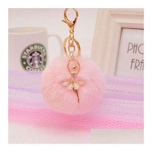 Strass Ballet Girl Porte-clés Lapin Boule de cheveux 16 Couleur Choisir Alliage Mode DS12 Drop Livraison Dhpmq