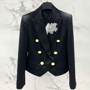 Chaqueta Blazer de mujer con encanto de diamantes de imitación, chaquetas negras de diseñador de lujo, chaquetas de traje formales de marca elegante para mujer