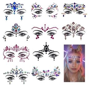 Rhinestone festival cara joyas pegatina tatuaje falso pegatinas cuerpo brillo tatuajes gemas Flash para música Festival fiesta maquillaje XB1