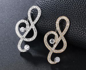 Strass Note de Musique Broche Broche Bijoux pour Femmes Girl Luxry 14K Plaqué Or Cristal Breastpin Sparkly Badge Corsage Divers modèles