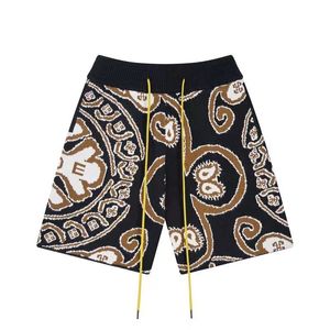 rhude shorts shorts de marque logo impression Jacquard laine tricotée shorts décontractés hommes femmes shorts de sport maison pantalons vacances loisirs shorts S-XL