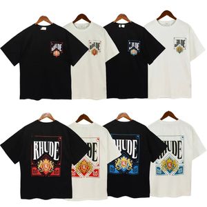 Rhude Camiseta Hombre Camisetas Mujer Camisetas Monopatín de gran tamaño Primavera Verano Manga corta Europa América Hombres Mujeres Cuello redondo t shirs op Vender ropa de lujo para hombres Hip Hop