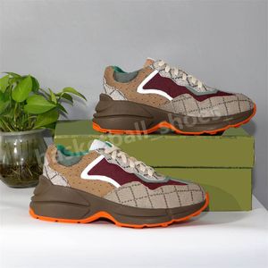 Rhyton Sneakers Designer Retro Casual Shoes Men Women Platform Old Shoe Beige Canvas Leather Trainers