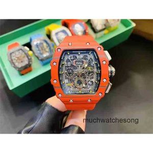 Richardmiler Wall Wallwatches cronógrafo automático Tecnología suiza 1103 Millr Hollowed Swiss Square Automatic Mechanical Watch Mens Rojos B5DS 1I
