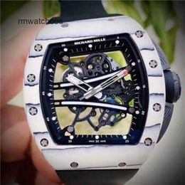 Richardmill Watches Montres à chronographe automatique Swiss Made Men's Series Global 150 Manuel Mécanique Creux Montre pour Homme RM061 Runway NTPT Blanc 4ZJ3