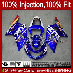 Moulage par injection pour SUZUKI GSXR750 K1 GSXR 600 750 CC 2001 2002 2003 Bodys 37No.94 GSXR600 GSXR-750 GSXR-600 01-03 600CC 750CC GSX-R750 01 02 03 Carénage OEM bleu brillant