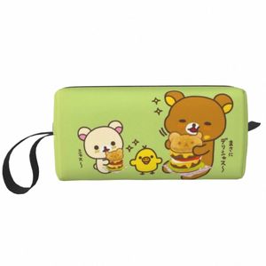 Rilakkuma et ses amis Eatin Burger sac de maquillage femmes voyage organisateur cosmétique Kawaii sacs de toilette de rangement O7XZ #