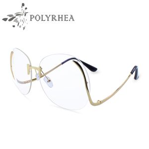 Luxe optique dégradé lunettes femmes mode optique grand cadre en métal élégant femme ronde lunettes plier avec boîte et étui