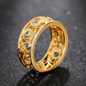 Anillo para mujer chapado en oro multicolores Zirconia cúbica CZ anillos de banda protección de la suerte joyería regalos