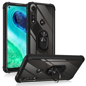 Ring Holder Clear Phone Cases para Motorola One G 5G Plus Fast Stylus Power G8 G9 E6 E7 Armor Hybrid Acrylic TPU Kickstand Magnetic Phone Case