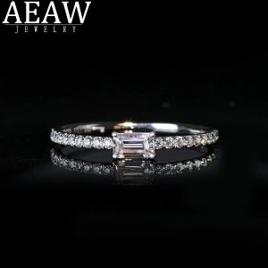 Anneaux 0.33ct 3x5mm Baguette Cut CVD HPHT Lab Grown Bague de fiançailles EF Couleur VVS1 Solide Réel 14K Bande d'or blanc pour les femmes Lady