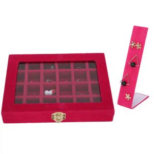 Anneaux 24 grilles boîte à bijoux étui à la mode boucle d'oreille anneau boîte de rangement organisateur avec support de boucle d'oreille bijoux présentoir conteneur