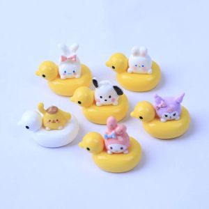 Anillos 50 Uds. Anillo de natación de pato amarillo Kawaii animales resina encanto cabujón para manualidades Diy decoración accesorios para hacer joyas