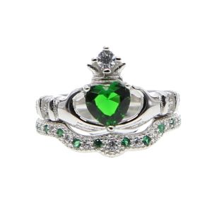 Anneaux 925 Sterling Silver Factory Engagement de mariage en gros cœur Irish Claddagh Promesse Ring Set