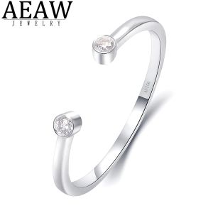 Anneaux AEAW 14K White Gold Round 0,06CTW CVD HPHT Lab Lab Diamond Rings For Women Fmade Rings Engagement Curinging Bride Anniversary Gift