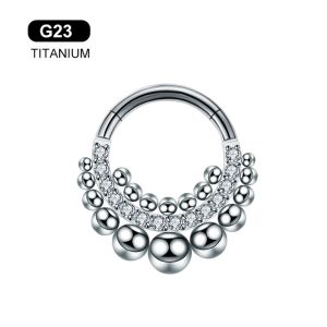 Anillos Astm F136 Titanio Antialérgico Septum Piercing Nariz Anillo Tragus Cartílago Pendiente Labio Stud Zircon Clicker Aro Joyería del cuerpo 16g