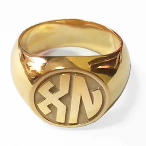 Anillos grabados personalizados, anillo superior redondo de 17mm, anillo de sello grabado de Sier sólido, anillos con letras grabadas personalizadas, joyería de moda para hombres