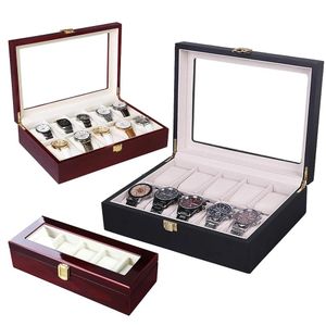 Anillos exhibición de joyería caja de regalo de almacenamiento de madera caja de soporte para relojes 10 ranuras cajas de relojes organizador 12 rejillas de madera 2 3 5 6 ranuras
