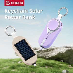 Anneaux Mini Keychain Solar Power Bank Téléphone mobile Charging Regarder la batterie d'urgence Powerbank avec panneau solaire pour iPhone Xiaomi