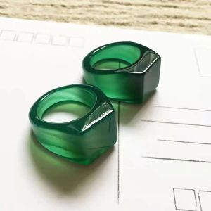 Anillo de jade verde 100% anillo Natural Ring, llave de escultura hecha a mano Ring de jade simple, joyas de boda de fiesta para hombres Rings para hombre regalo