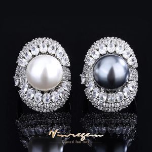 Anneaux Vinregem luxe 14MM laboratoire perle créé saphir pierre gemme anneau pour les femmes cadeau anniversaire cocktail mariage bijoux fins en gros