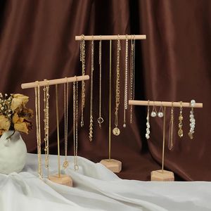 Anillos Soportes de collares de madera y metal Soporte de pulsera para joyería Soportes de cadena Organizador de pendientes Vitrina de joyería colgante
