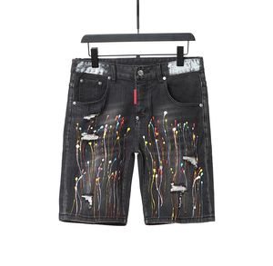 Déchiré court jean hommes 2022 été mode taille haute droite Vintage Streetwear Denim Shorts pantalon