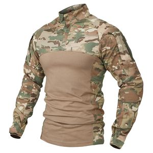 Ripstop Camouflage Tactical Shirt Men Camo Camo Mano Long Army Combat Shirts Swat Multi-Pocket Cotton Military Uniform Militar