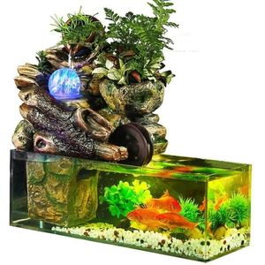 Fontaine d'eau de rocaille de paysage artificiel d'aquarium de rium avec des ornements de boule salon bureau chanceux décoration de bar à la maison Y2009278y