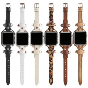 Correa de reloj con puño de cuero con remaches para Apple Watch 7 6 5 4 3 Se Series pulsera cinturón pulsera iwatch Band 41mm 45mm 44mm 42mm 40mm 38mm accesorios de correa de reloj