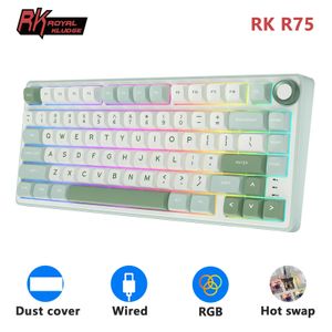 RK Royal Kludge R75 Joint Clavier mécanique câblé 80 touches RVB RAB STAYLLIT - Clavier de joueur espagnol Spanciable MDA Keycaps 240419