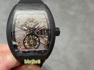 RMS Tourbillon Watch V45 está equipado con movimiento tourbillon verdadero estándar suizo espejo de cristal de zafiro caja de fibra de carbono Caja curva Clase A pulida y pulida