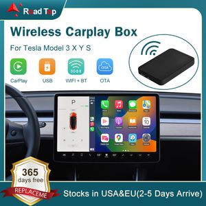 ROAD TOP Wireless CarPlay Adapter For Tesla Box Dongle for Model 3 Y S X Car Waze Spotify iOS