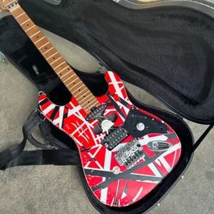 Mástil Qin de madera de arce asado Eddie Van Halen reliquias versión 82 Guitarra eléctrica Fran-ken / Blanco