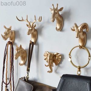 Robe Hooks Wall Mounted Hooks Animal Head Rack Coat Caps Wall Hanger Horse Giraffe Elk Elephant Hooks Decorative Decor Bathroom Accessories W0411